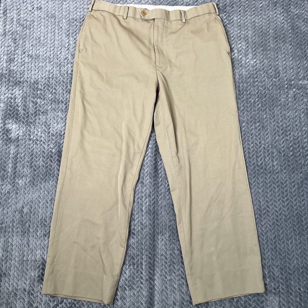 Brooks Brothers 1818 Madison Mens Wool Dress Pants 36x27 Khaki Tan Suit Trousers